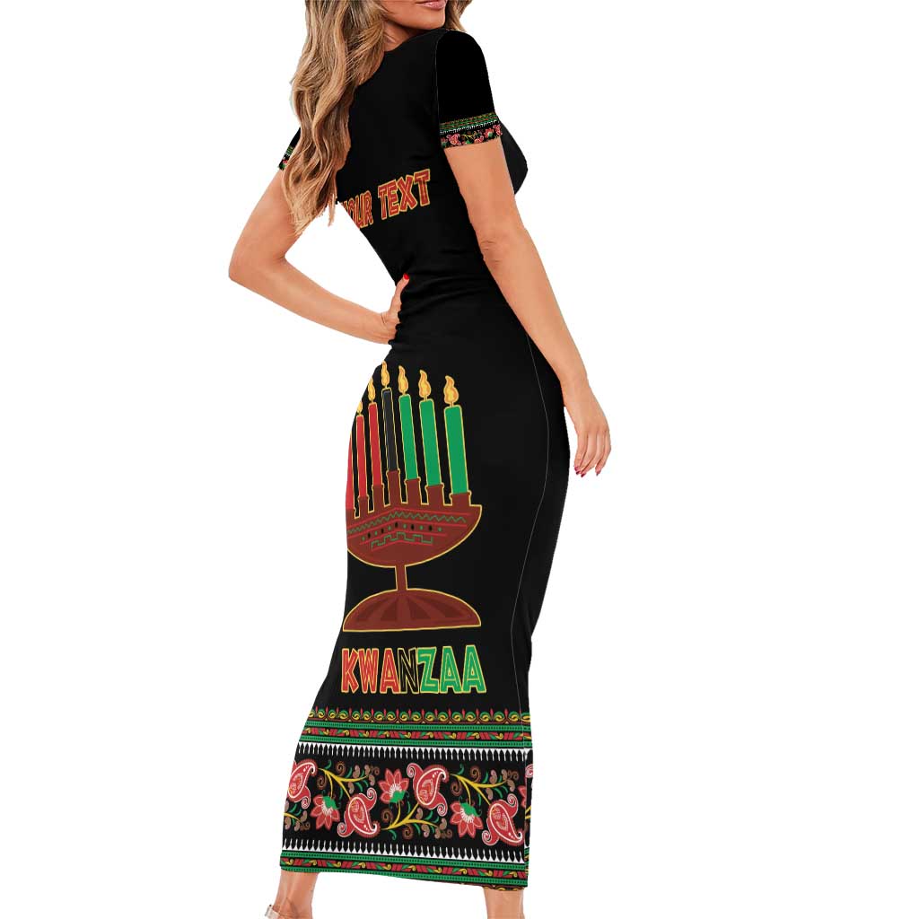 Personalized African-American Kwanzaa Short Sleeve Bodycon Dress Dashiki Mix Paisley Pattern - Wonder Print Shop
