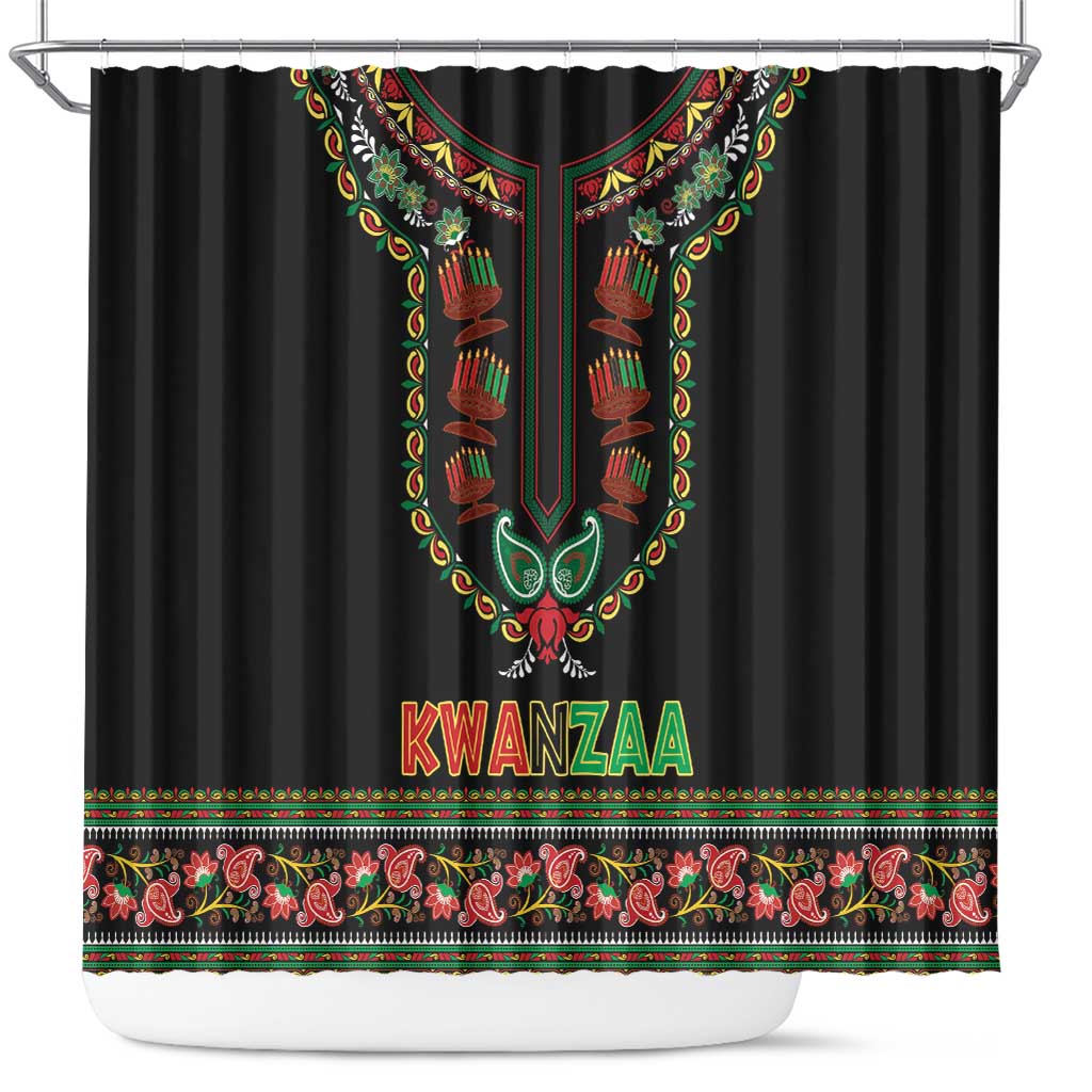 African-American Kwanzaa Shower Curtain Dashiki Mix Paisley Pattern