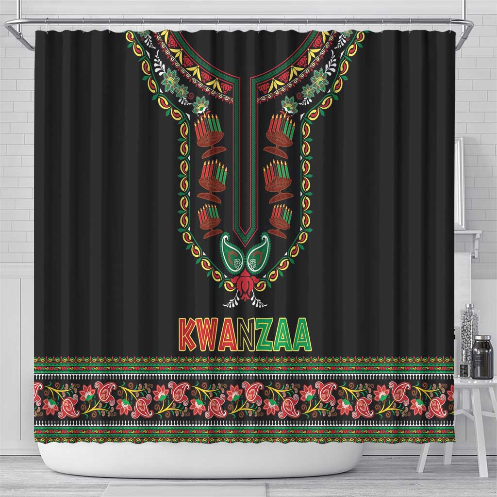 African-American Kwanzaa Shower Curtain Dashiki Mix Paisley Pattern