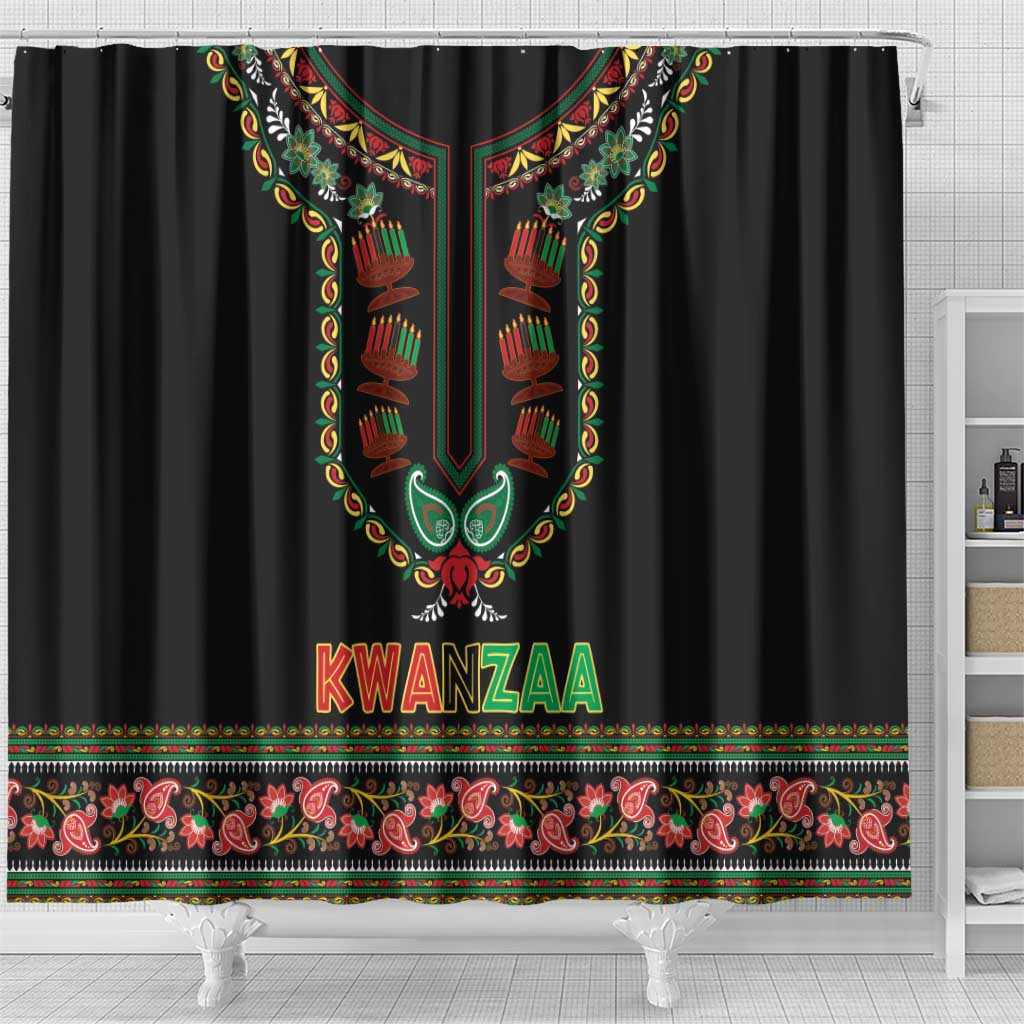 African-American Kwanzaa Shower Curtain Dashiki Mix Paisley Pattern