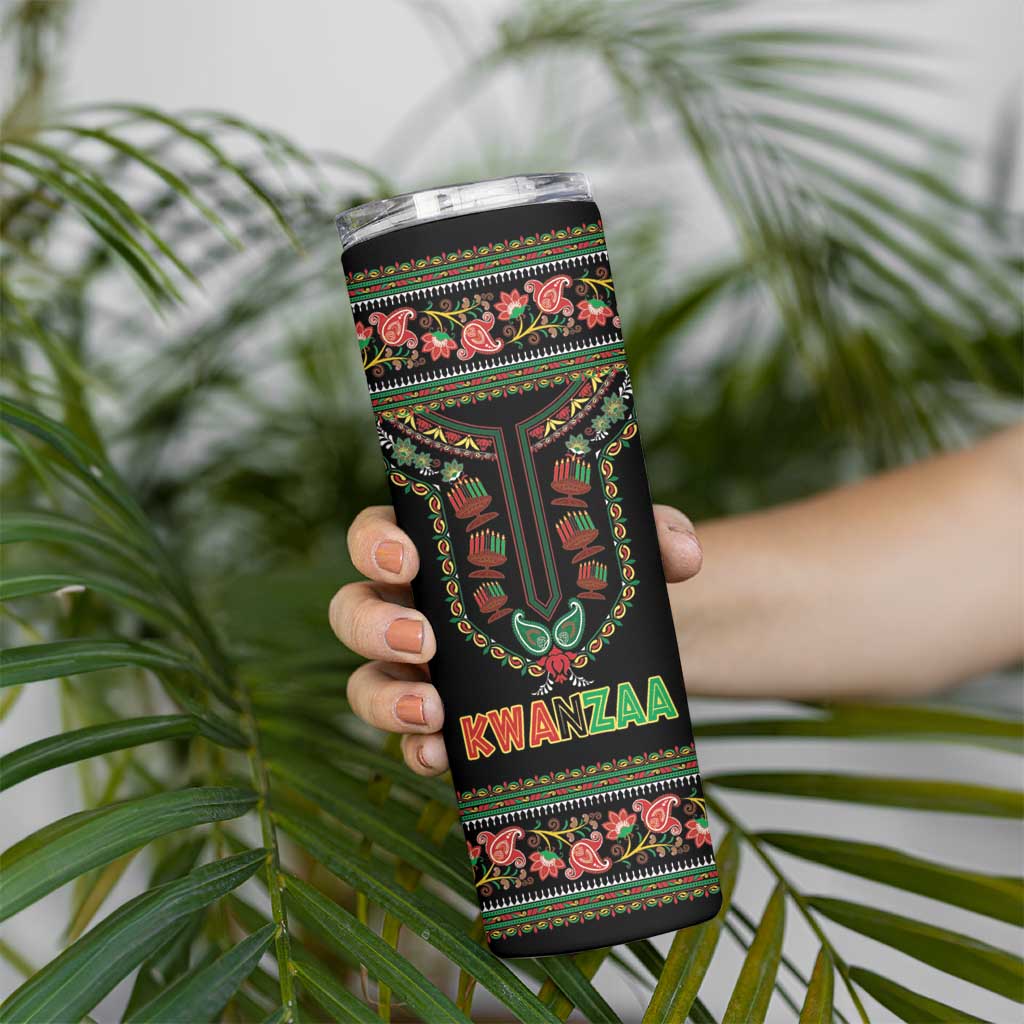 Personalized African-American Kwanzaa Skinny Tumbler Dashiki Mix Paisley Pattern - Wonder Print Shop