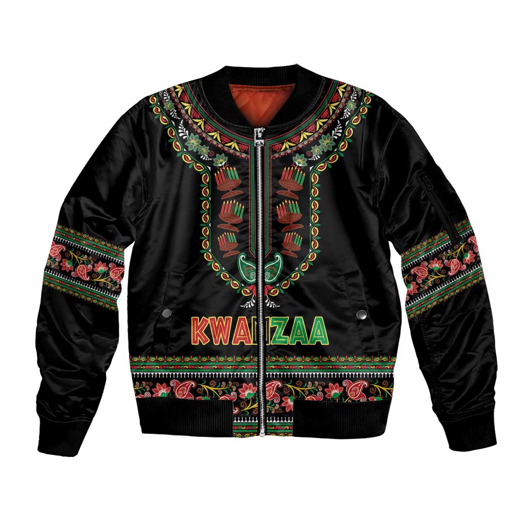 Personalized African-American Kwanzaa Sleeve Zip Bomber Jacket Dashiki Mix Paisley Pattern - Wonder Print Shop