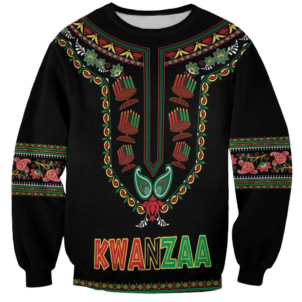 Personalized African-American Kwanzaa Sweatshirt Dashiki Mix Paisley Pattern - Wonder Print Shop