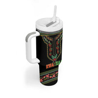 Personalized African-American Kwanzaa Tumbler With Handle Dashiki Mix Paisley Pattern - Wonder Print Shop