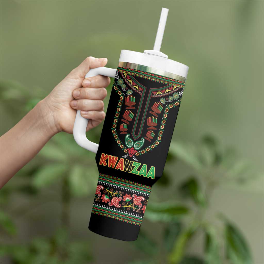 Personalized African-American Kwanzaa Tumbler With Handle Dashiki Mix Paisley Pattern - Wonder Print Shop