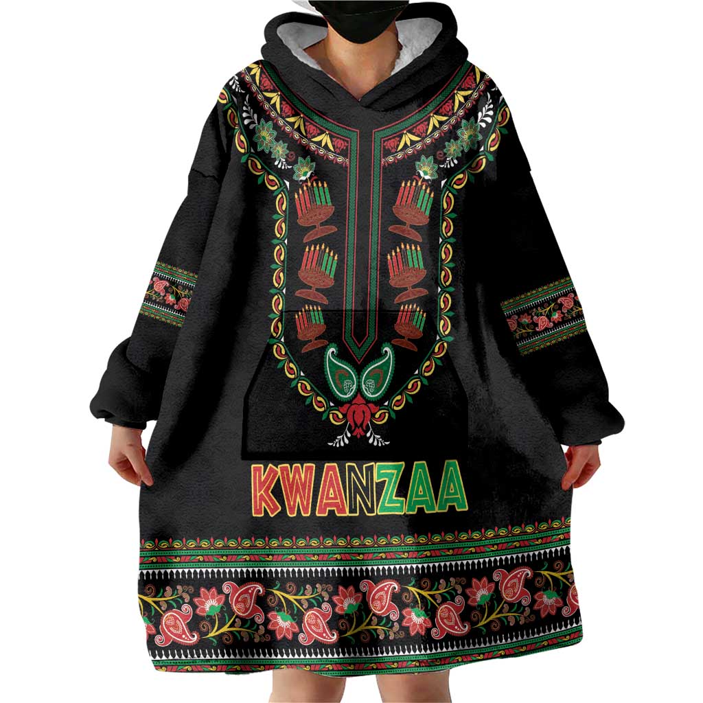 Personalized African-American Kwanzaa Wearable Blanket Hoodie Dashiki Mix Paisley Pattern - Wonder Print Shop