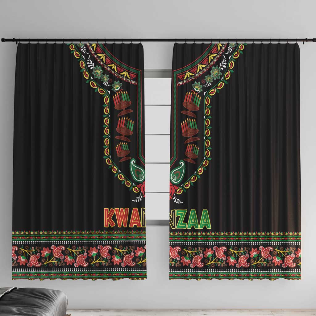 African-American Kwanzaa Window Curtain Dashiki Mix Paisley Pattern - Wonder Print Shop