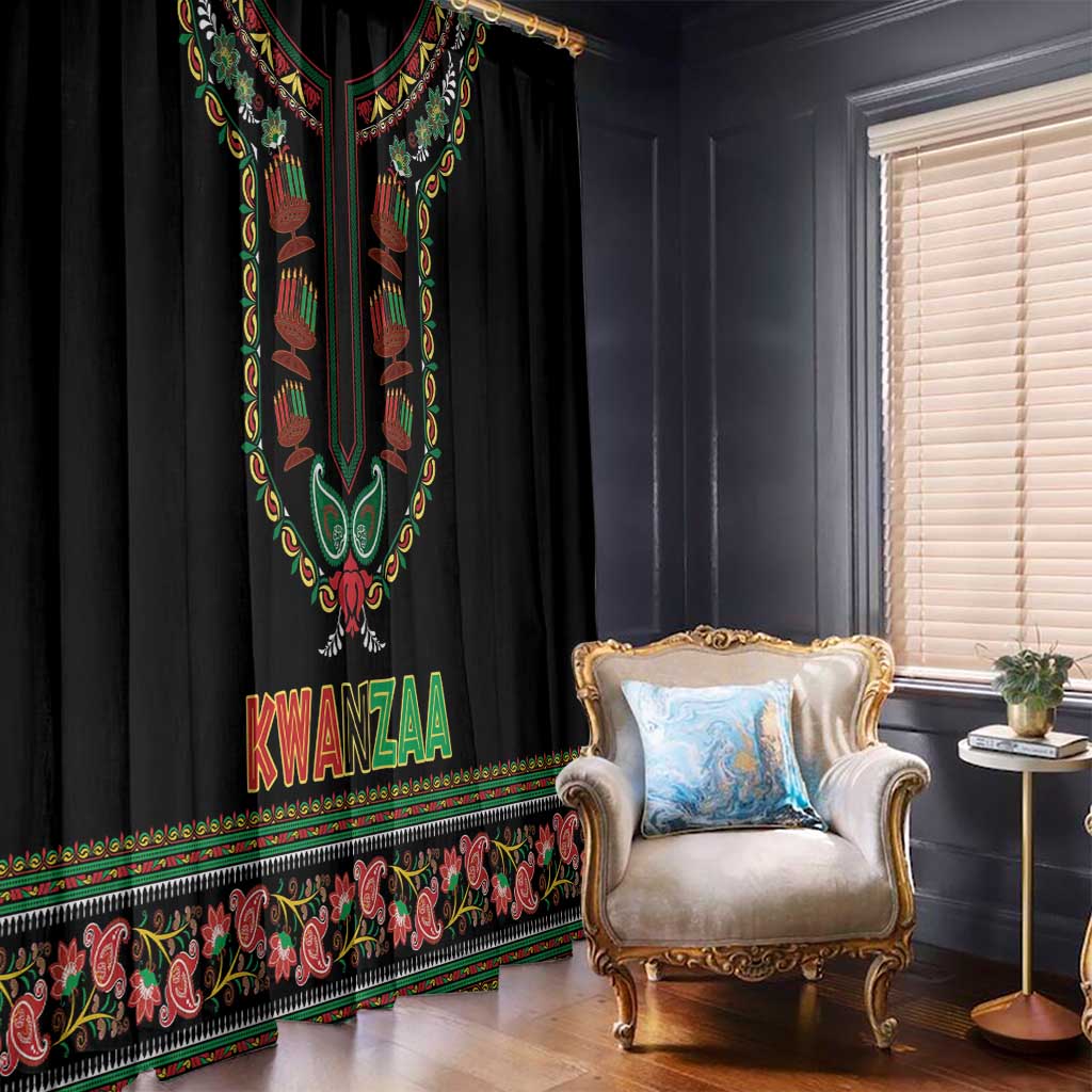 African-American Kwanzaa Window Curtain Dashiki Mix Paisley Pattern - Wonder Print Shop