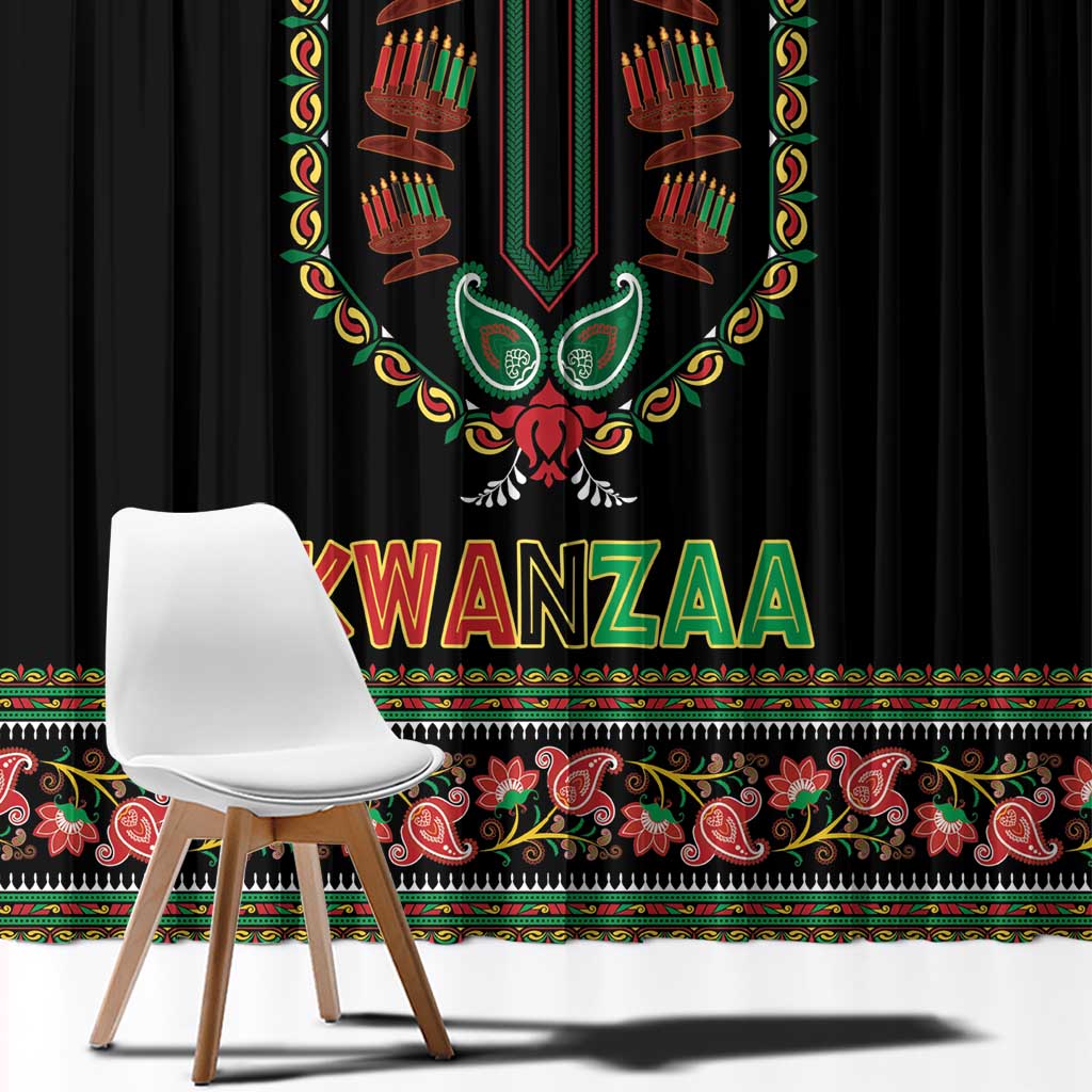 African-American Kwanzaa Window Curtain Dashiki Mix Paisley Pattern - Wonder Print Shop