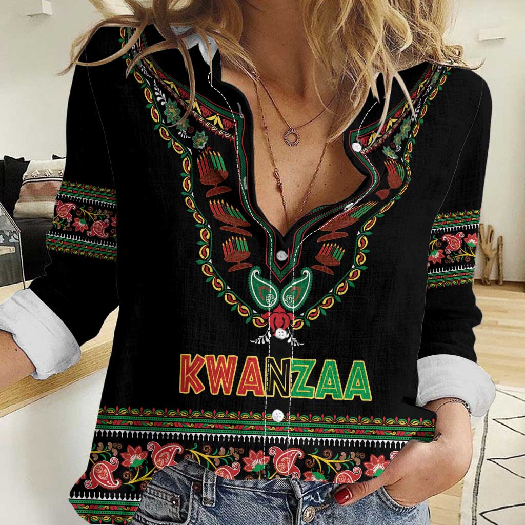 Personalized African-American Kwanzaa Women Casual Shirt Dashiki Mix Paisley Pattern - Wonder Print Shop