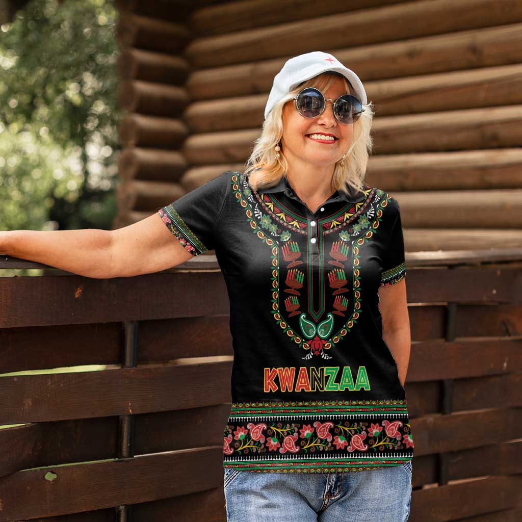 Personalized African-American Kwanzaa Women Polo Shirt Dashiki Mix Paisley Pattern - Wonder Print Shop