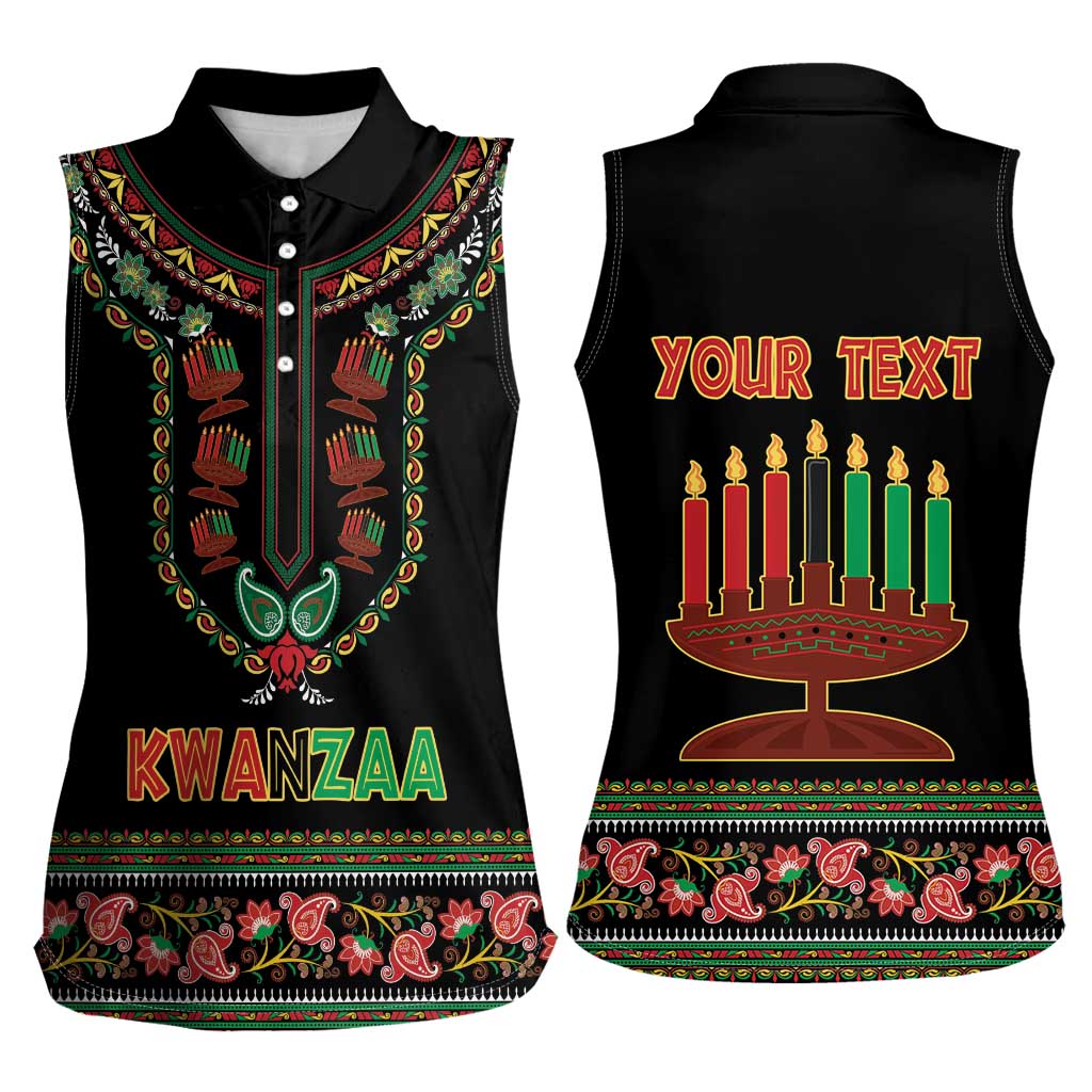 Personalized African-American Kwanzaa Women Sleeveless Polo Shirt Dashiki Mix Paisley Pattern - Wonder Print Shop