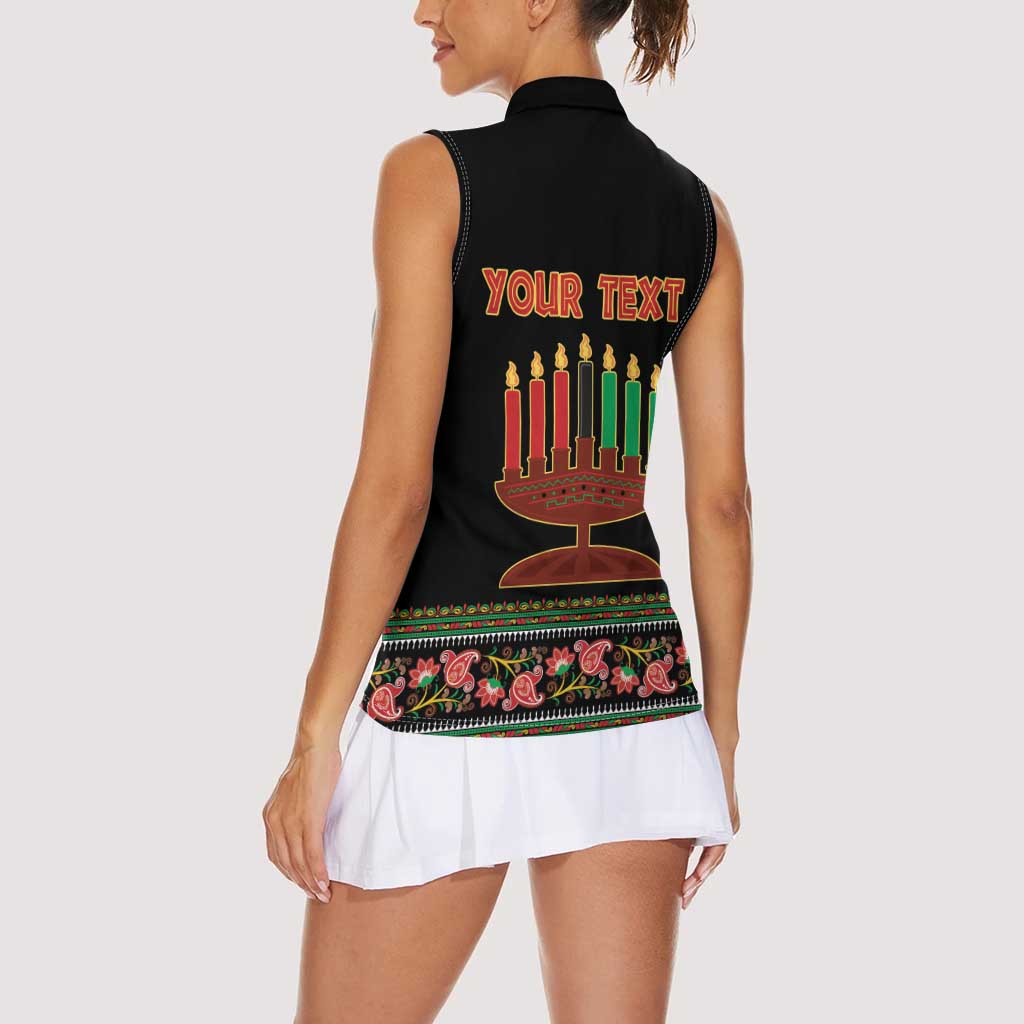 Personalized African-American Kwanzaa Women Sleeveless Polo Shirt Dashiki Mix Paisley Pattern - Wonder Print Shop