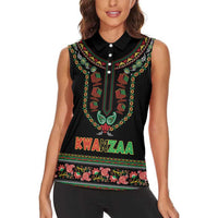 Personalized African-American Kwanzaa Women Sleeveless Polo Shirt Dashiki Mix Paisley Pattern - Wonder Print Shop