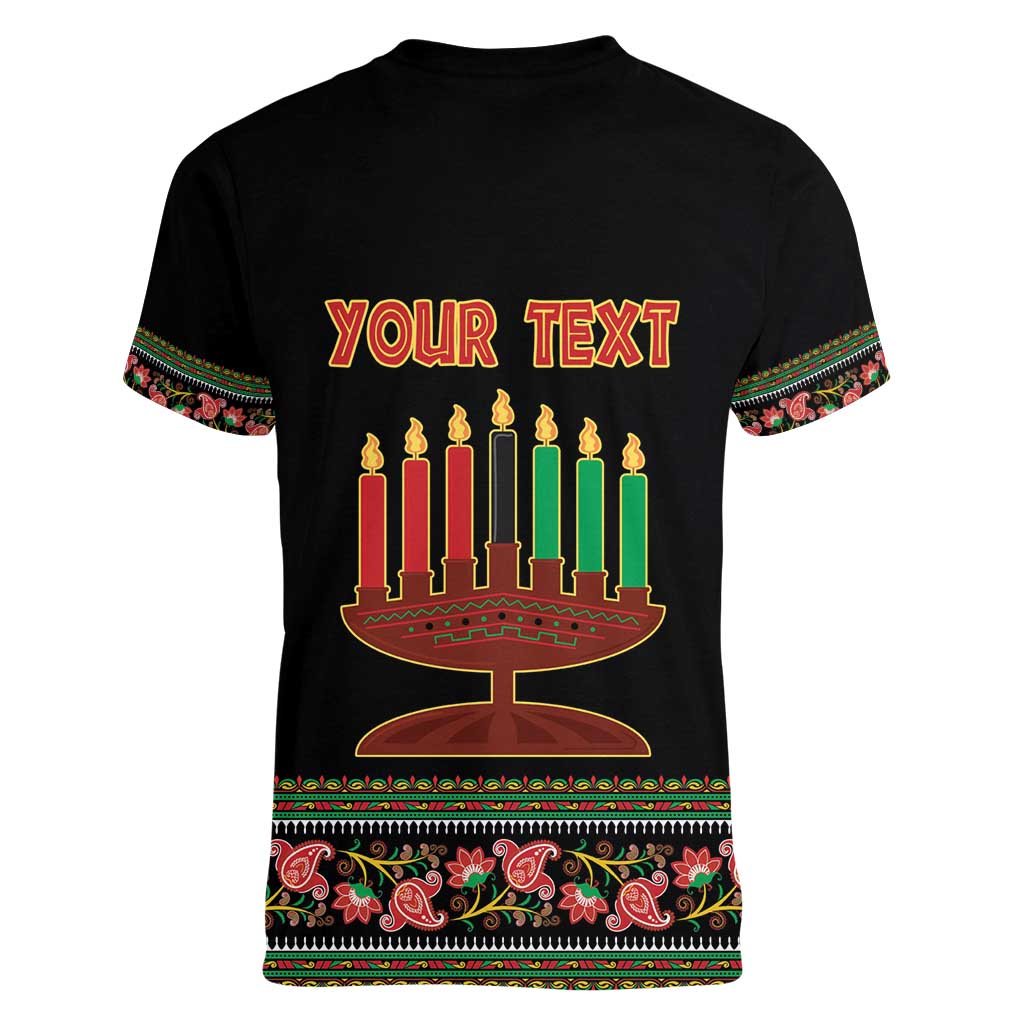 Personalized African-American Kwanzaa Women V-Neck T-Shirt Dashiki Mix Paisley Pattern - Wonder Print Shop