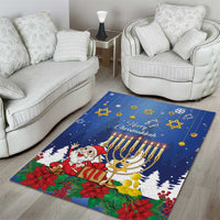 Merry Chrismukkah Area Rug Hanukkah Memorah Mix Poinsettia - Wonder Print Shop
