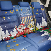 Merry Chrismukkah Back Car Seat Cover Hanukkah Memorah Mix Poinsettia - Wonder Print Shop