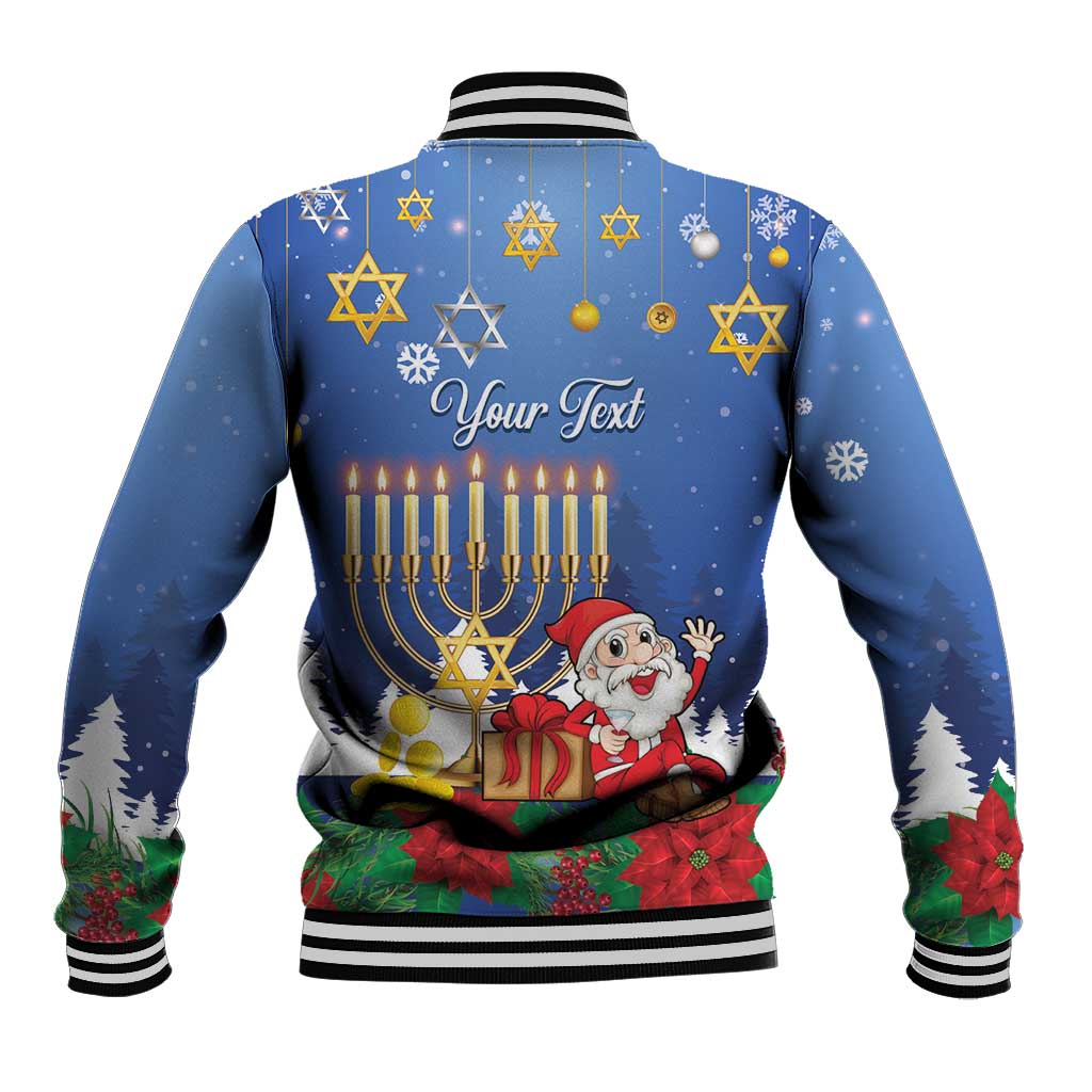 Personalised Merry Chrismukkah Baseball Jacket Hanukkah Memorah Mix Poinsettia - Wonder Print Shop