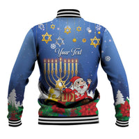 Personalised Merry Chrismukkah Baseball Jacket Hanukkah Memorah Mix Poinsettia - Wonder Print Shop