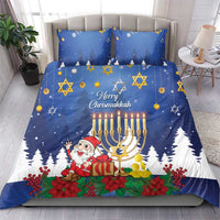 Merry Chrismukkah Bedding Set Hanukkah Memorah Mix Poinsettia - Wonder Print Shop