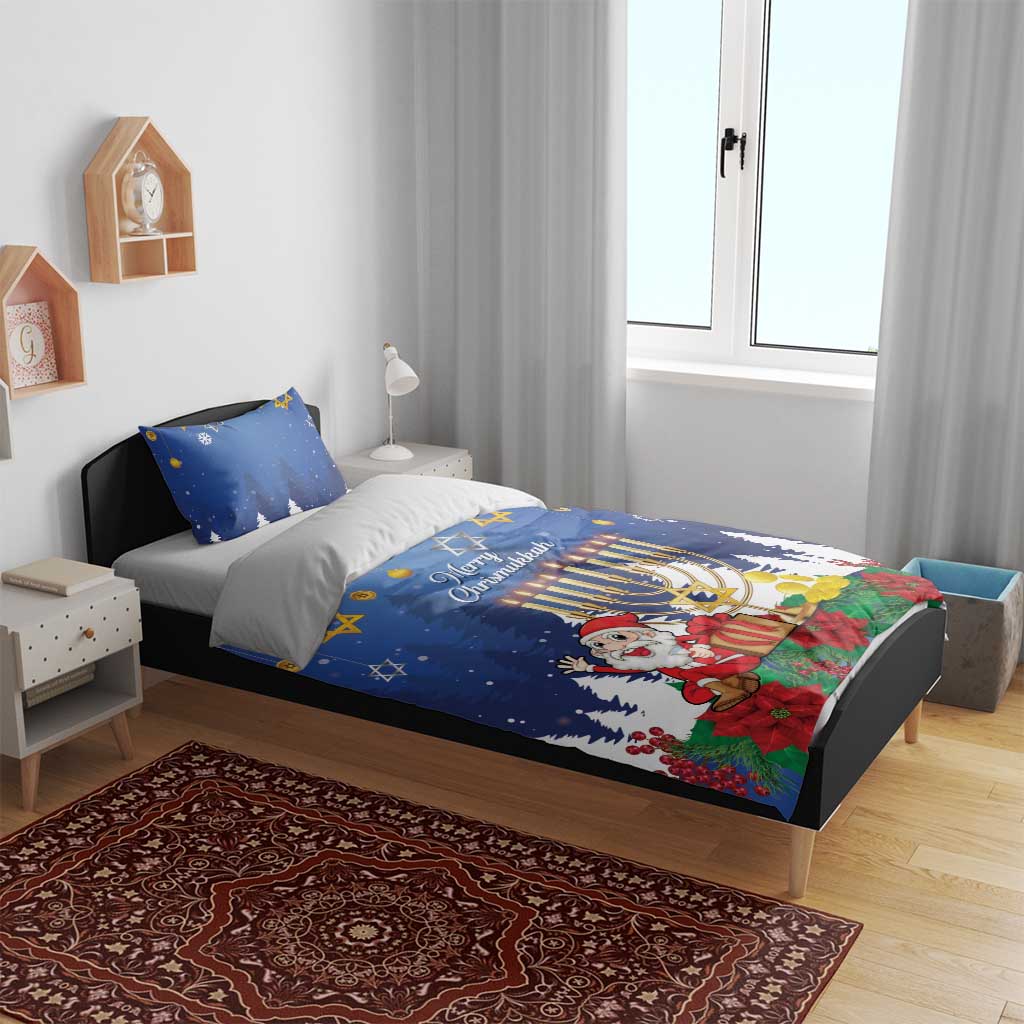 Merry Chrismukkah Bedding Set Hanukkah Memorah Mix Poinsettia - Wonder Print Shop