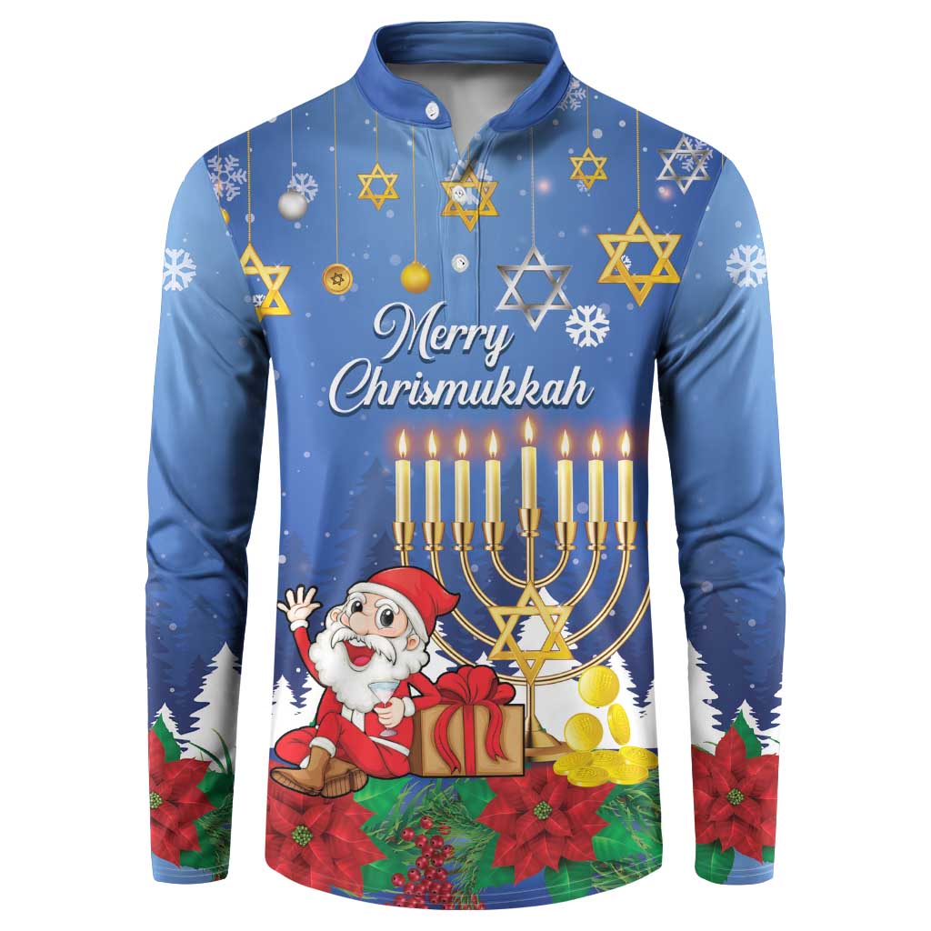 Personalised Merry Chrismukkah Button Sweatshirt Hanukkah Memorah Mix Poinsettia - Wonder Print Shop