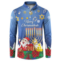 Personalised Merry Chrismukkah Button Sweatshirt Hanukkah Memorah Mix Poinsettia - Wonder Print Shop