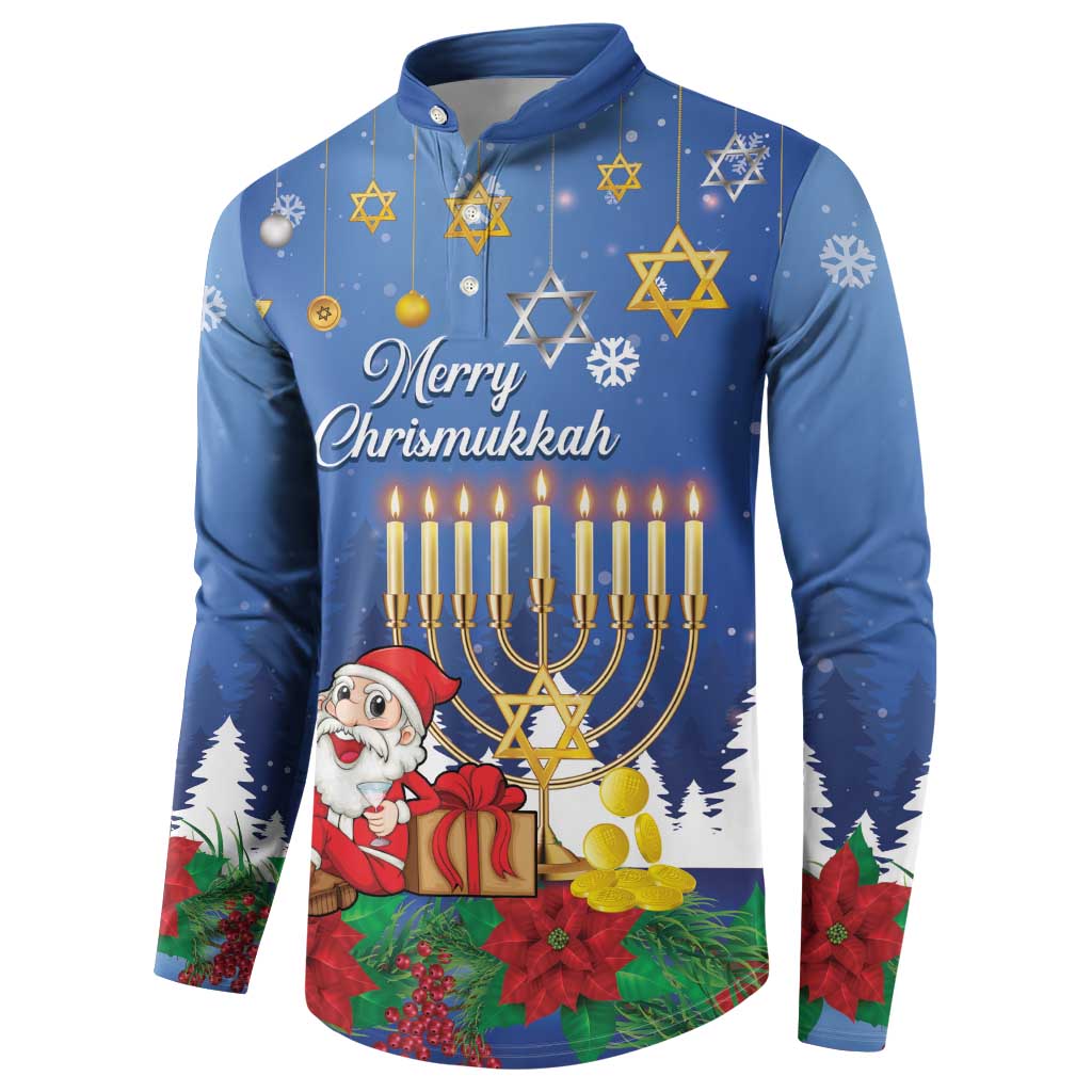 Personalised Merry Chrismukkah Button Sweatshirt Hanukkah Memorah Mix Poinsettia - Wonder Print Shop