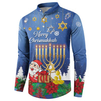 Personalised Merry Chrismukkah Button Sweatshirt Hanukkah Memorah Mix Poinsettia - Wonder Print Shop