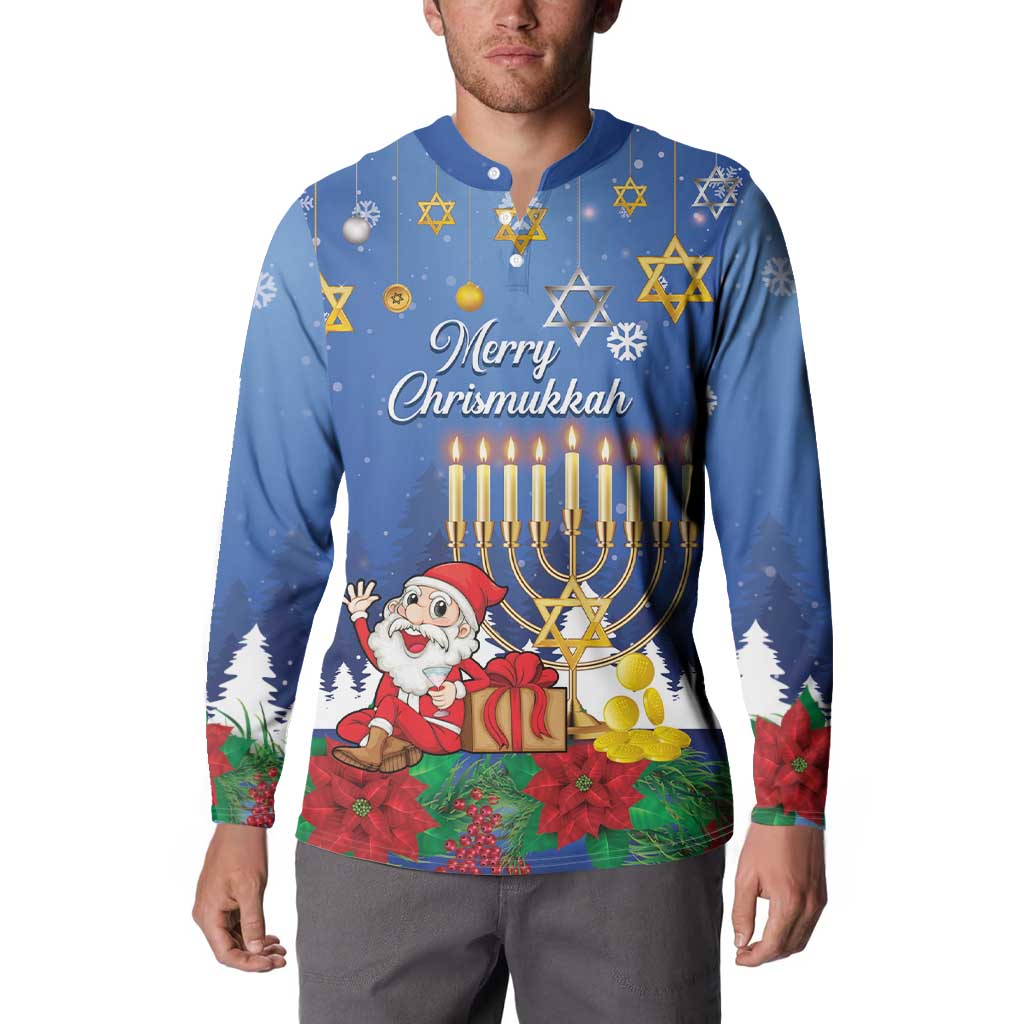 Personalised Merry Chrismukkah Button Sweatshirt Hanukkah Memorah Mix Poinsettia - Wonder Print Shop