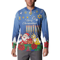 Personalised Merry Chrismukkah Button Sweatshirt Hanukkah Memorah Mix Poinsettia - Wonder Print Shop