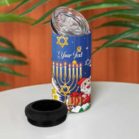 Personalised Merry Chrismukkah 4 in 1 Can Cooler Tumbler Hanukkah Memorah Mix Poinsettia - Wonder Print Shop