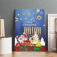 Merry Chrismukkah Canvas Wall Art Hanukkah Memorah Mix Poinsettia - Wonder Print Shop