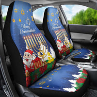 Merry Chrismukkah Car Seat Cover Hanukkah Memorah Mix Poinsettia - Wonder Print Shop