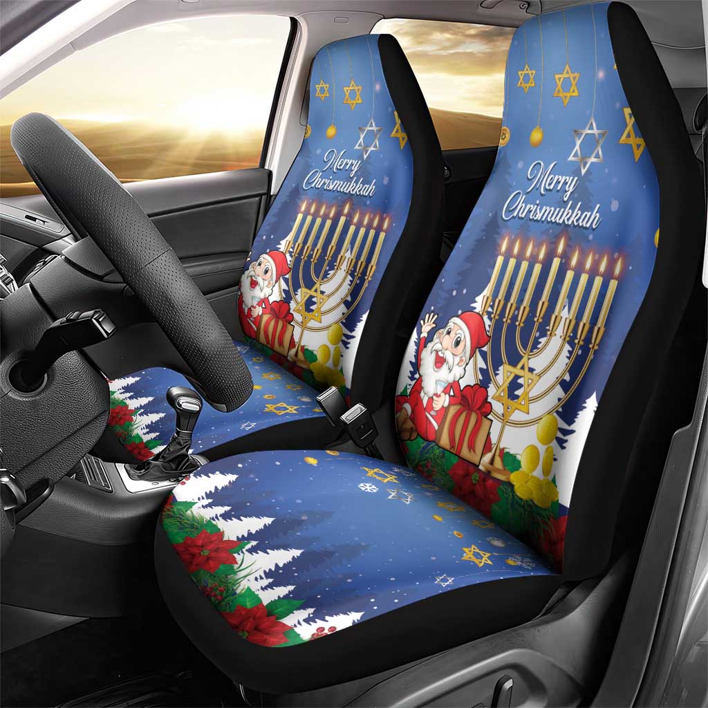Merry Chrismukkah Car Seat Cover Hanukkah Memorah Mix Poinsettia - Wonder Print Shop