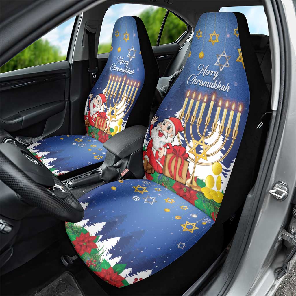 Merry Chrismukkah Car Seat Cover Hanukkah Memorah Mix Poinsettia - Wonder Print Shop