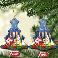 Personalised Merry Chrismukkah Ceramic Ornament Hanukkah Memorah Mix Poinsettia - Wonder Print Shop