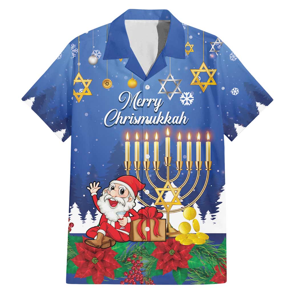Personalised Merry Chrismukkah Family Matching Mermaid Dress and Hawaiian Shirt Hanukkah Memorah Mix Poinsettia - Wonder Print Shop