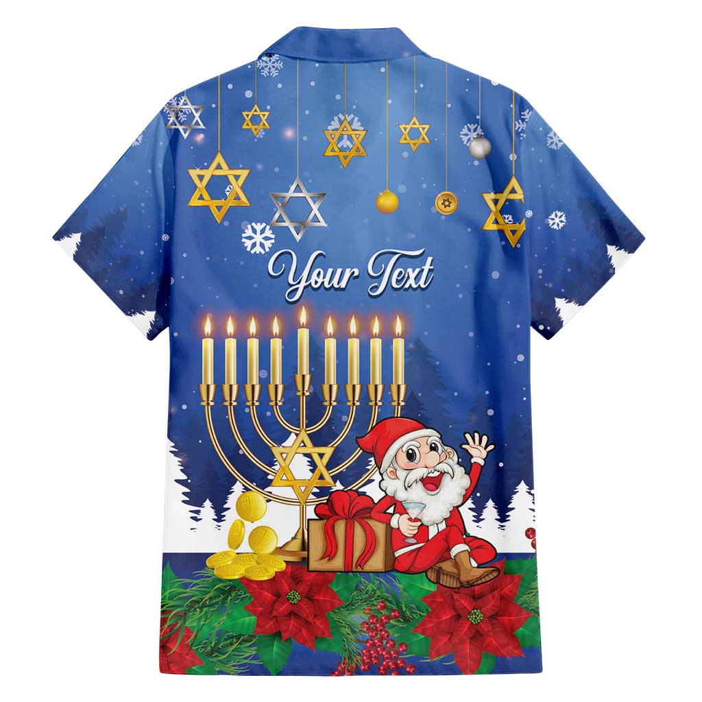 Personalised Merry Chrismukkah Family Matching Puletasi and Hawaiian Shirt Hanukkah Memorah Mix Poinsettia - Wonder Print Shop