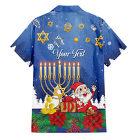Personalised Merry Chrismukkah Family Matching Puletasi and Hawaiian Shirt Hanukkah Memorah Mix Poinsettia - Wonder Print Shop