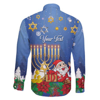 Personalised Merry Chrismukkah Family Matching Short Sleeve Bodycon Dress and Hawaiian Shirt Hanukkah Memorah Mix Poinsettia - Wonder Print Shop