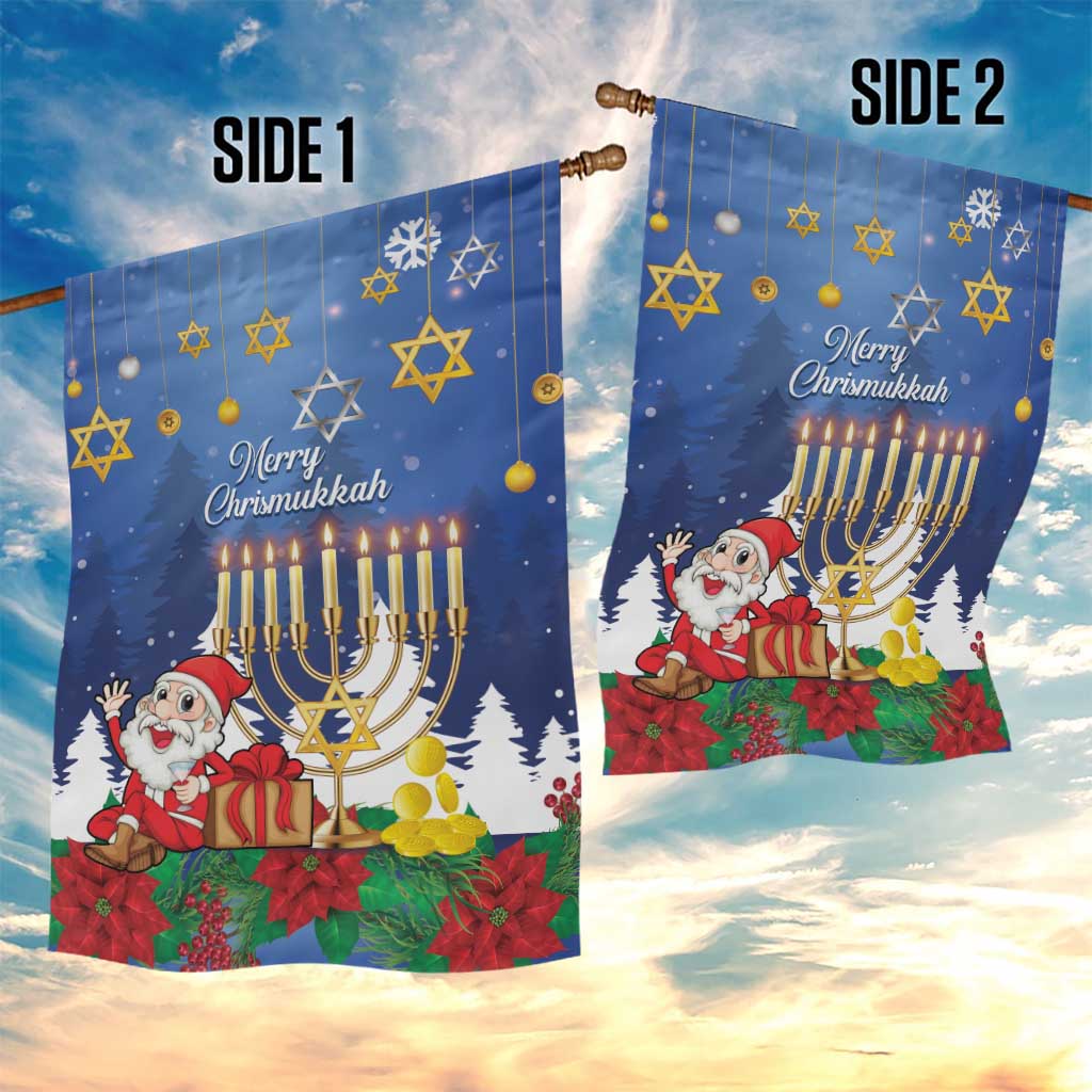 Merry Chrismukkah Garden Flag Hanukkah Memorah Mix Poinsettia - Wonder Print Shop