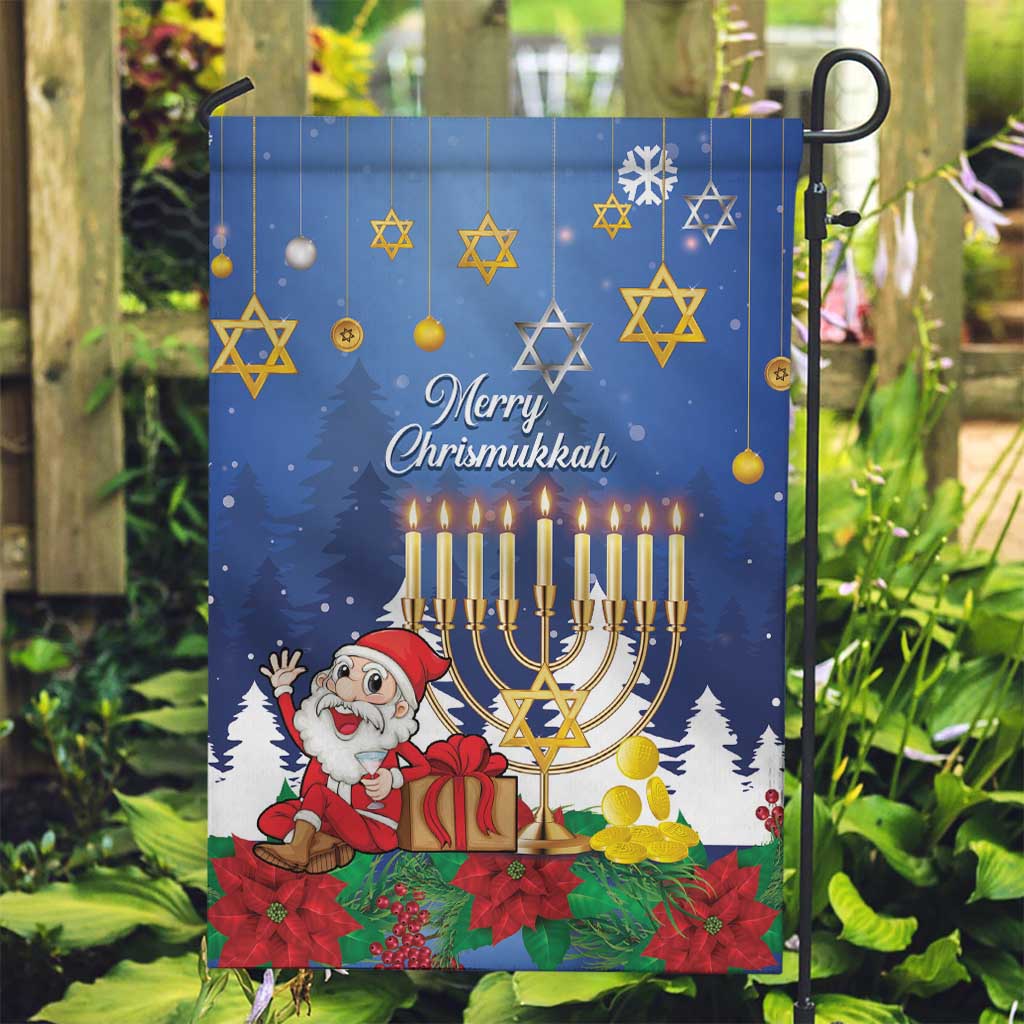 Merry Chrismukkah Garden Flag Hanukkah Memorah Mix Poinsettia - Wonder Print Shop