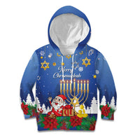 Personalised Merry Chrismukkah Kid Hoodie Hanukkah Memorah Mix Poinsettia - Wonder Print Shop