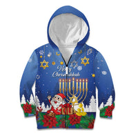 Personalised Merry Chrismukkah Kid Hoodie Hanukkah Memorah Mix Poinsettia - Wonder Print Shop