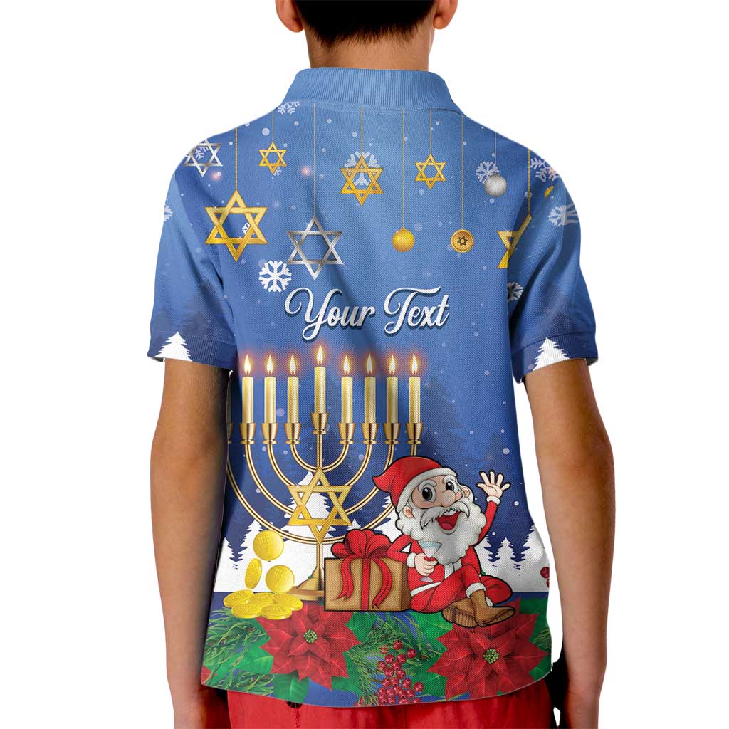 Personalised Merry Chrismukkah Kid Polo Shirt Hanukkah Memorah Mix Poinsettia - Wonder Print Shop