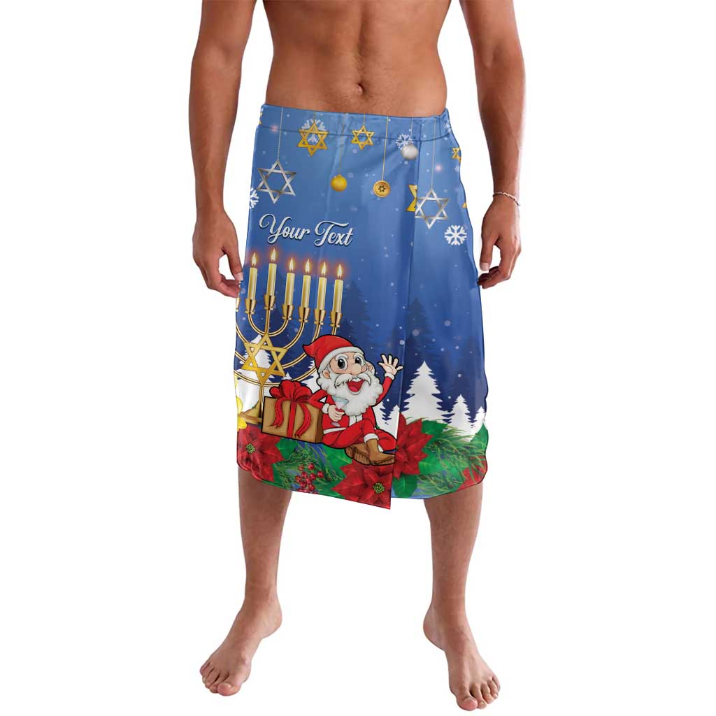 Personalised Merry Chrismukkah Lavalava Hanukkah Memorah Mix Poinsettia - Wonder Print Shop