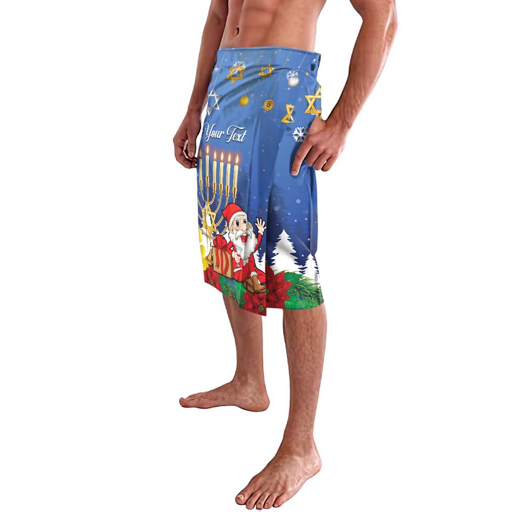 Personalised Merry Chrismukkah Lavalava Hanukkah Memorah Mix Poinsettia - Wonder Print Shop