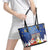Merry Chrismukkah Leather Tote Bag Hanukkah Memorah Mix Poinsettia - Wonder Print Shop