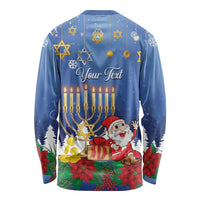 Personalised Merry Chrismukkah Long Sleeve Shirt Hanukkah Memorah Mix Poinsettia - Wonder Print Shop